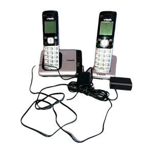 V Tech Handset Telephone, 2 Charging Bases, Cord CS 6519-2 and 2  Phones